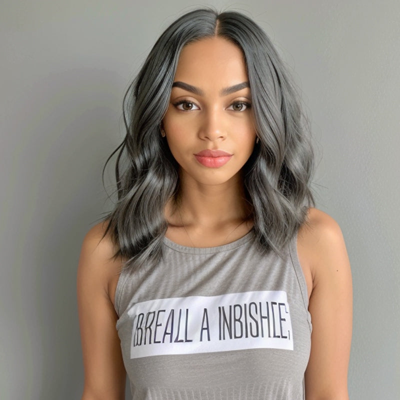 Trendy Design & Color | Salt And Pepper Body Wave 5x5 Closure Wig 100% Human Hair
