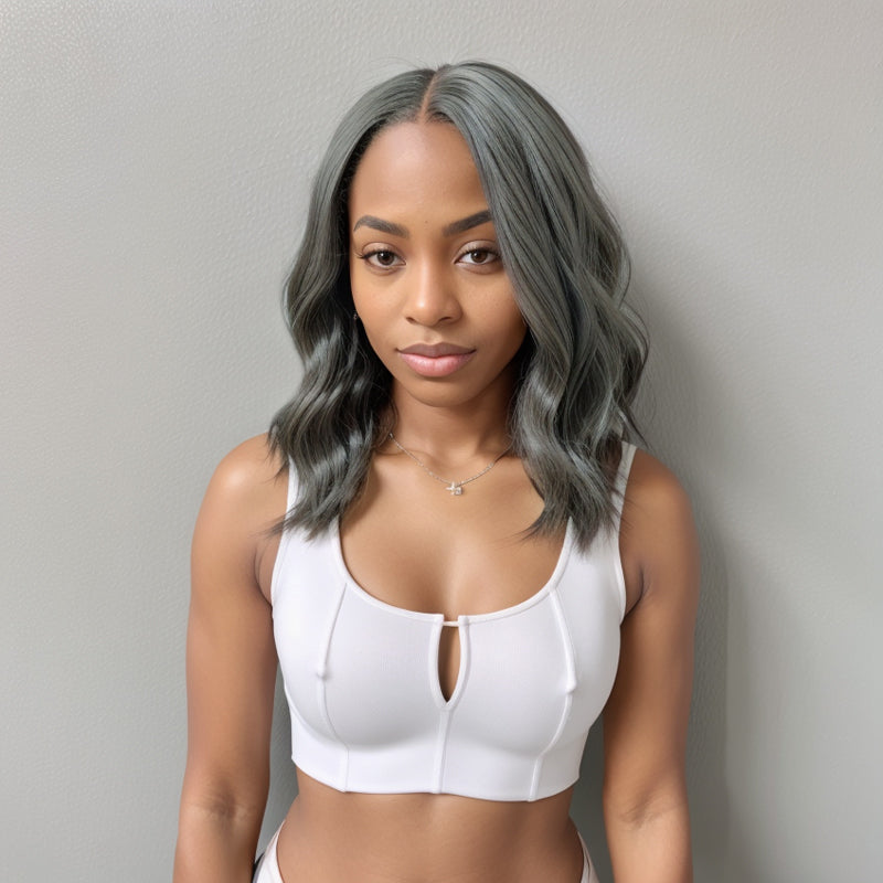 Trendy Design & Color | Salt And Pepper Body Wave 5x5 Closure Wig 100% Human Hair