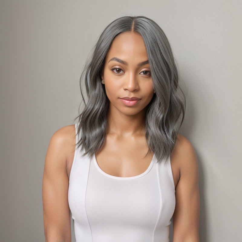 Trendy Design & Color | Salt And Pepper Body Wave 5x5 Closure Wig 100% Human Hair