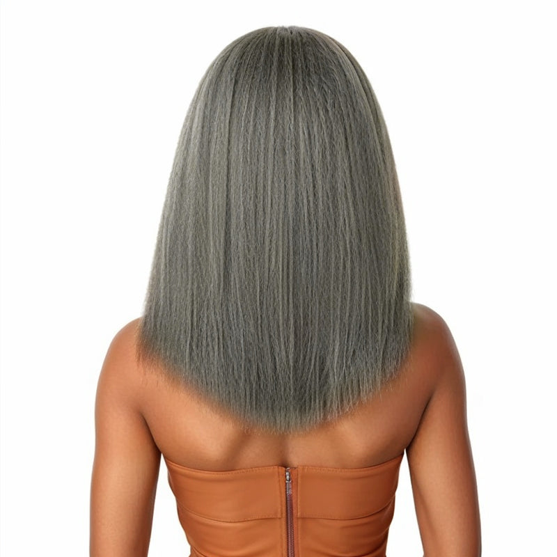 Trendy Design & Color | Salt & Pepper Kinky Straight 5x5 Closure Wig 100% Human Hair