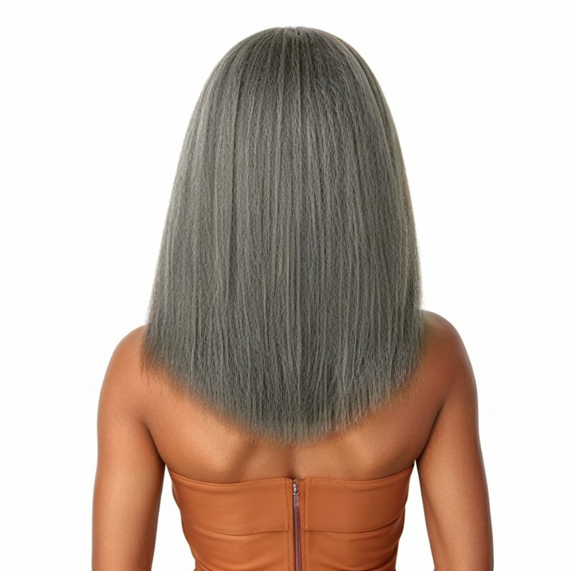 Trendy Design & Color | Salt And Pepper Kinky Straight 5x5 Closure Wig 100% Human Hair