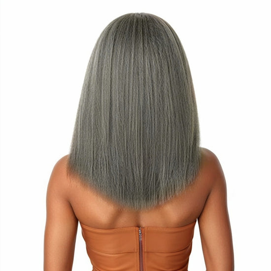 Trendy Design & Color | Salt And Pepper Kinky Straight 5x5 Closure Wig 100% Human Hair