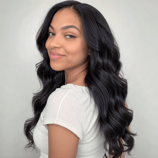 Trendy Layered Cut Glueless Mid Part Body Wave 5x5 HD Lace Human Hair Wig