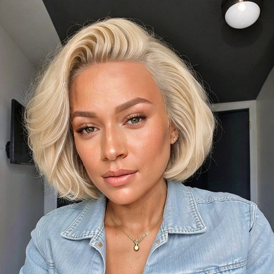Trendy Limited Design | 613 Blonde Side Part Bob Style Glueless 4x4 Closure Lace Wig 100% Human Hair