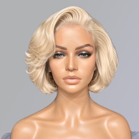 Trendy Limited Design | 613 Blonde Side Part Bob Style Glueless 4x4 Closure Lace Wig 100% Human Hair