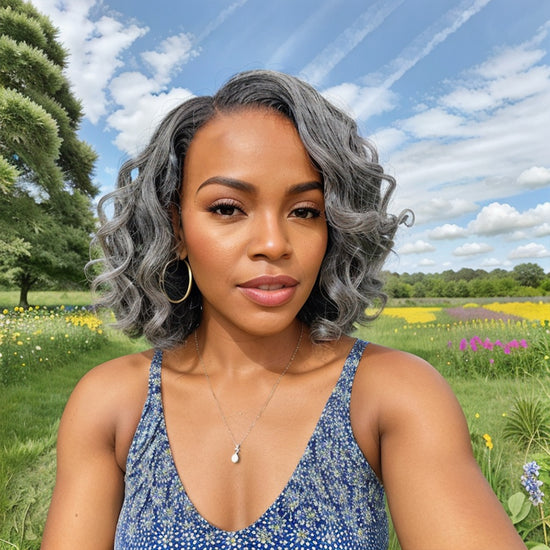 Trendy Limited Design | Salt And Pepper Body Wave Glueless 5x5 Closure Lace Bob Wig 100% Human Hair