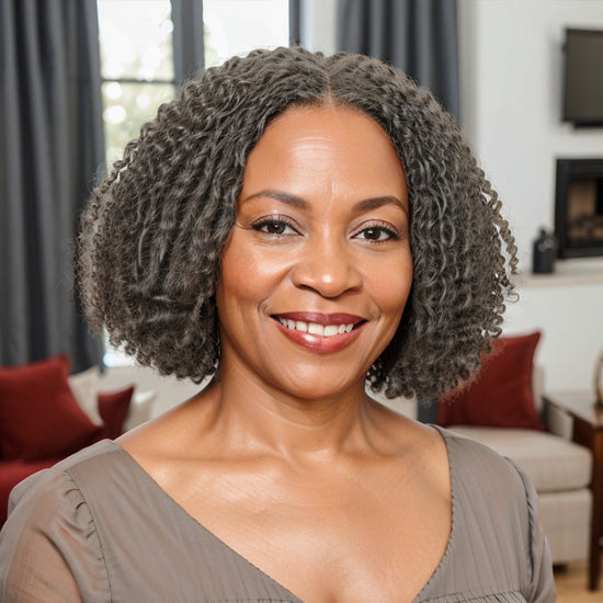 Trendy Limited Design Salt And Pepper Dreadlock Twist Style Glueless 5x5 Closure Lace  Bob Wigs