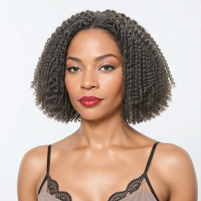 Trendy Limited Design Salt And Pepper Dreadlock Twist Style Glueless 5x5 Closure Lace  Bob Wigs