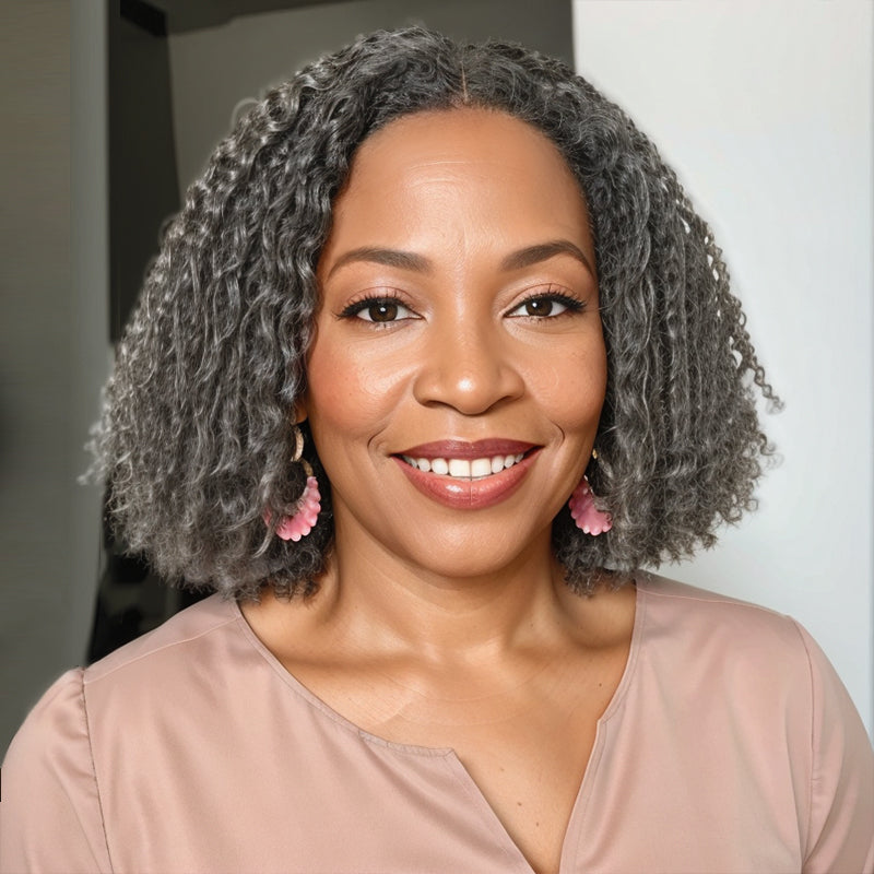 Trendy Limited Design Salt And Pepper Dreadlock Twist Style Glueless 5x5 Closure Lace  Bob Wigs