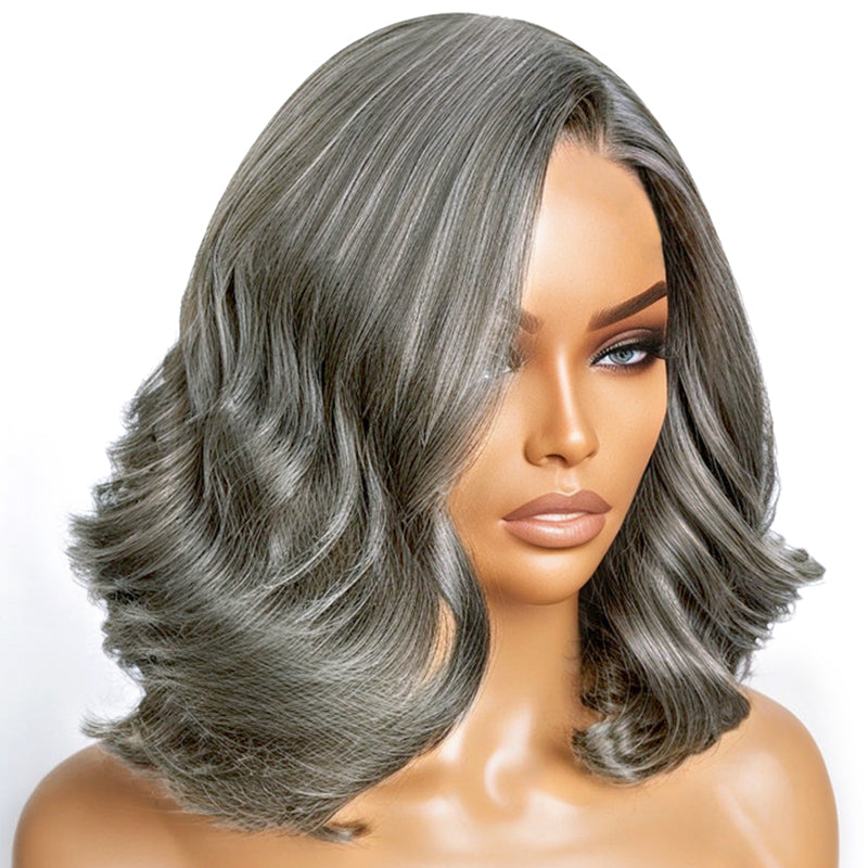 Load image into Gallery viewer, Trendy Limited Design | Salt &amp;amp; Pepper Loose Wave Glueless 5x5 Closure Lace Wig 100% Human Hair

