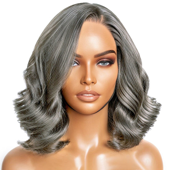Trendy Limited Design | Salt And Pepper Loose Wave Glueless 5x5 Closure Lace Wig 100% Human Hair