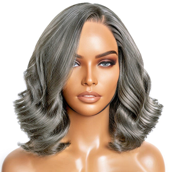 Load image into Gallery viewer, Trendy Limited Design | Salt &amp;amp; Pepper Loose Wave Glueless 5x5 Closure Lace Wig 100% Human Hair
