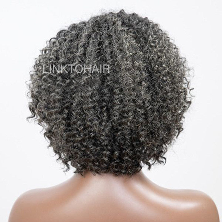 Trendy Style | Salt And Pepper Grey Hair Deep Curly HD 13x4 Lace Front Wig 100% Human Hair