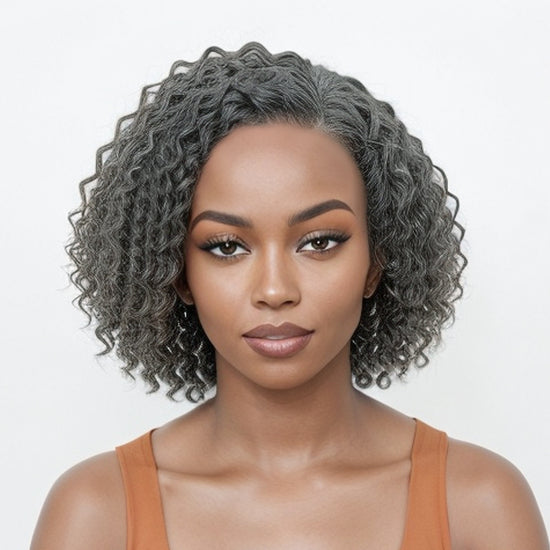 Trendy Style | Salt & Pepper Grey Hair Deep Curly HD 13x4 Lace Front Wig 100% Human Hair