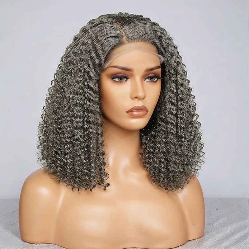 Trendy Style & Color | Salt & Pepper Deep Curly 5x5 HD Lace Closure  100% Human Hair Wig