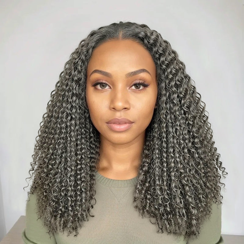 Trendy Style & Color | Salt & Pepper Deep Curly 5x5 HD Lace Closure  100% Human Hair Wig
