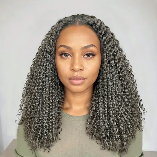 Load image into Gallery viewer, Trendy Style &amp;amp; Color | Salt &amp;amp; Pepper Deep Curly 5x5 HD Lace Closure  100% Human Hair Wig
