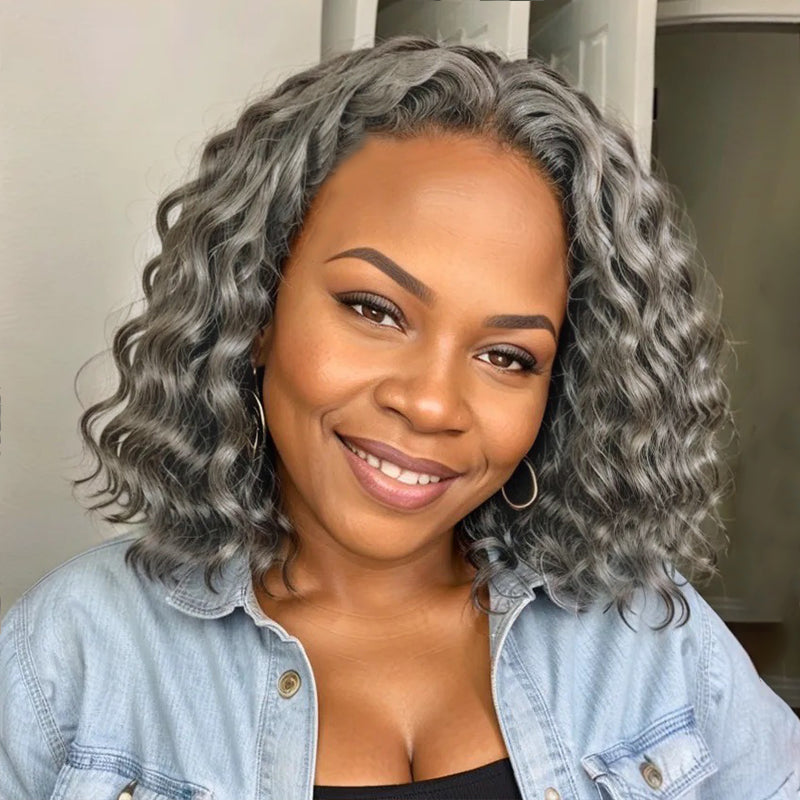 Trendy Style & Color | Salt & Pepper Loose wave 5x5 HD Lace Closure  100% Human Hair Wig