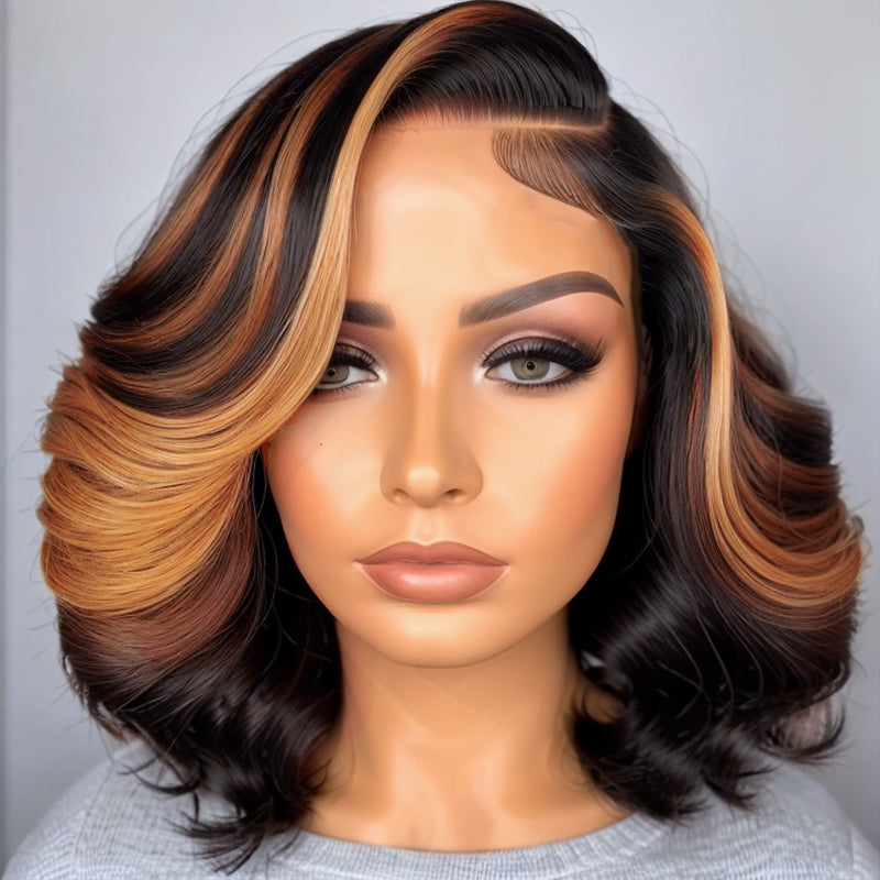Load image into Gallery viewer, LinktoHair Trendy Limited Design Piano Wavy Short Bob Wig Human Hair Lace Wig
