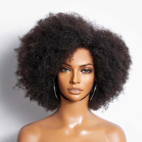 Vintage Design | Side Part Afro Curl Bouncy Glueless Minimalist Lace Wig 100% Human Hair