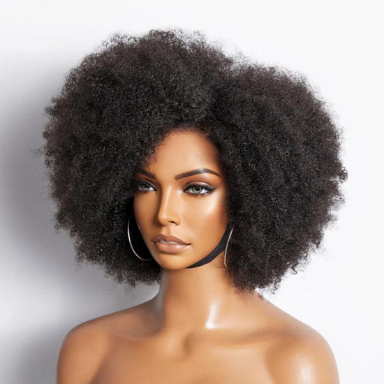 Vintage Design | Side Part Afro Curl Bouncy Glueless Minimalist Lace Wig 100% Human Hair