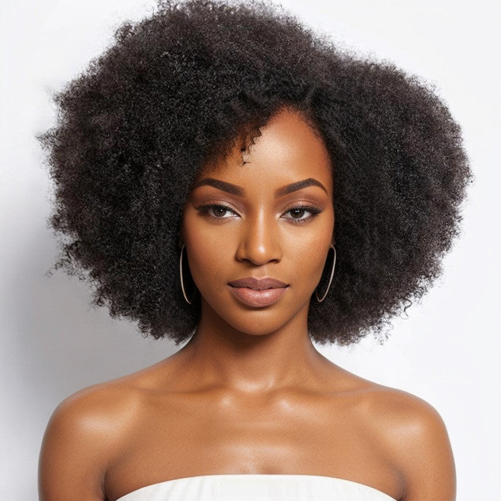 Vintage Design | Side Part Afro Curl Bouncy Glueless Minimalist Lace Wig 100% Human Hair