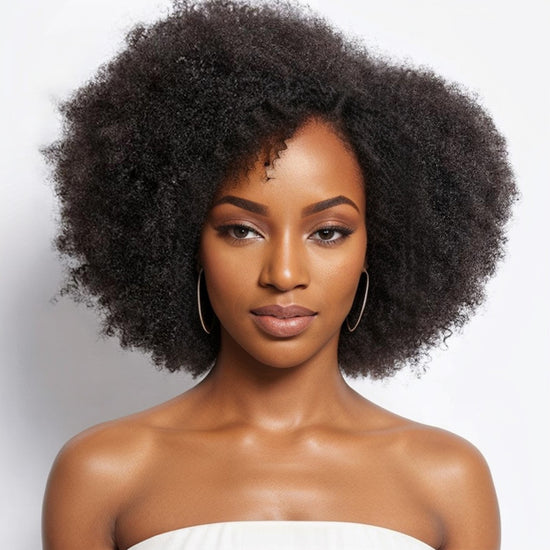 Load image into Gallery viewer, Vintage Design | Side Part Afro Curl Bouncy Glueless Minimalist Lace Wig 100% Human Hair
