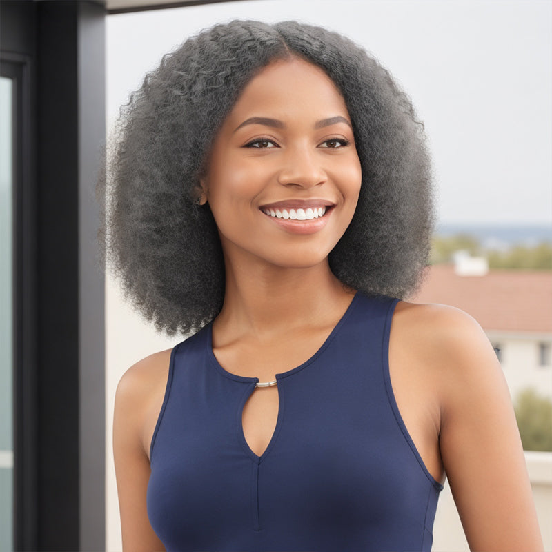 WET & WAVY Salt And Pepper & Natural Hair Glueless 5x5 Closure Lace Wig Human Hair Wigs