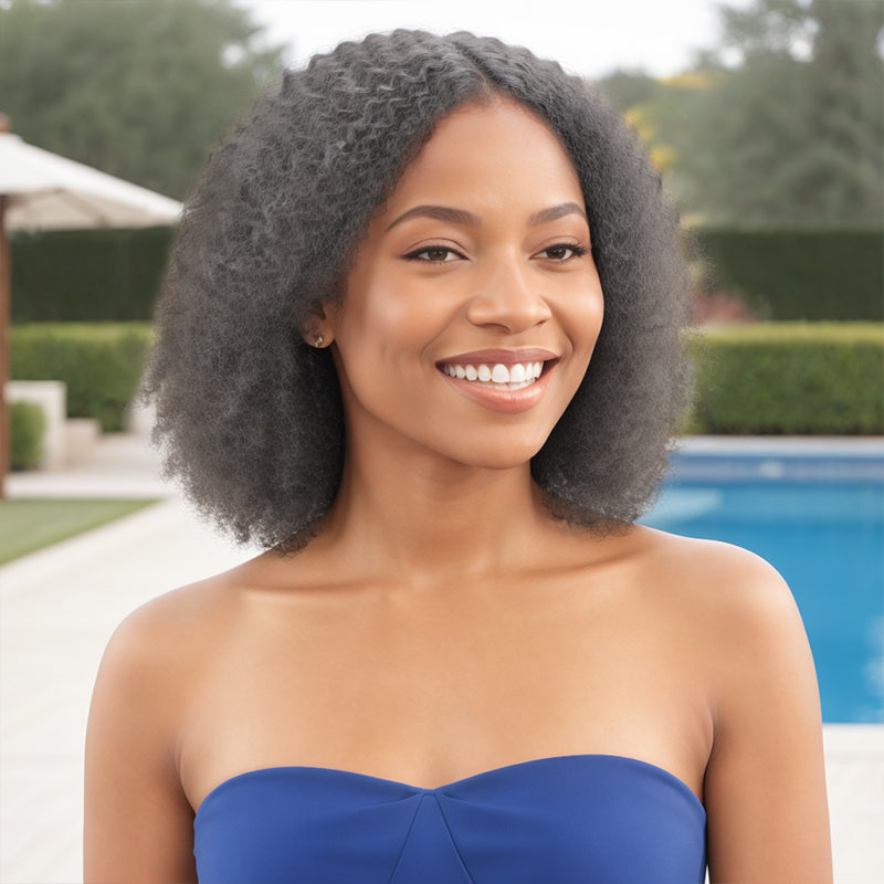 WET & WAVY Salt And Pepper & Natural Hair Glueless 5x5 Closure Lace Wig Human Hair Wigs