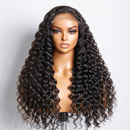 Load image into Gallery viewer, Put On &amp;amp; Go 3D Cap |  Deep Left C Part Water Wave Glueless 5x5 Closure HD Lace Wig 100% Human Hair
