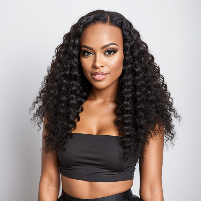 Put On & Go 3D Cap |  Deep Left C Part Water Wave Glueless 5x5 Closure HD Lace Wig 100% Human Hair