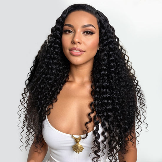 Put On & Go 3D Cap |  Deep Left C Part Water Wave Glueless 5x5 Closure HD Lace Wig 100% Human Hair