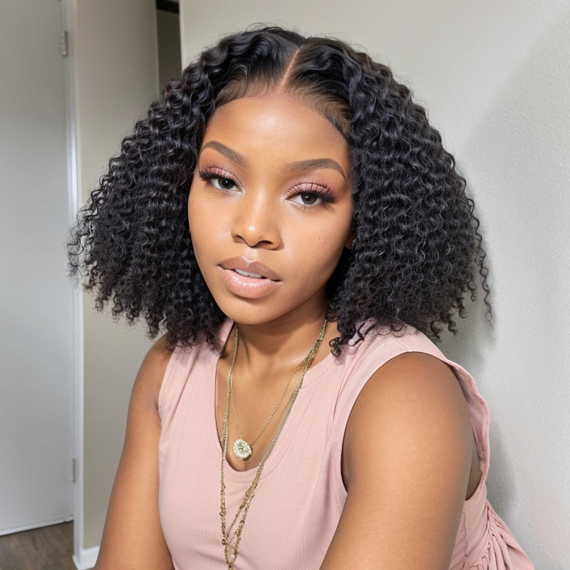 Wear & Go 5x5 Lace Closure Glueless Bob Curly Wig with 3D Dome Cap Beginner Friendly