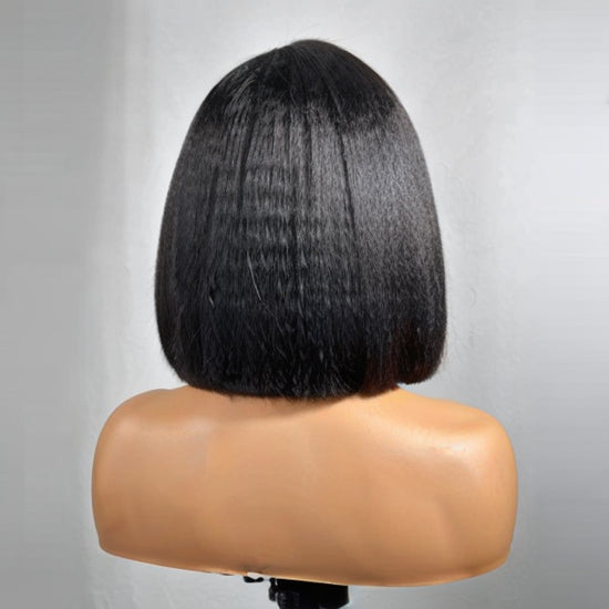 Put On & Go | Glueless 5x5 Kinky Straight 4C Edges HD Lace Short Bob Wig 100% Human Hair