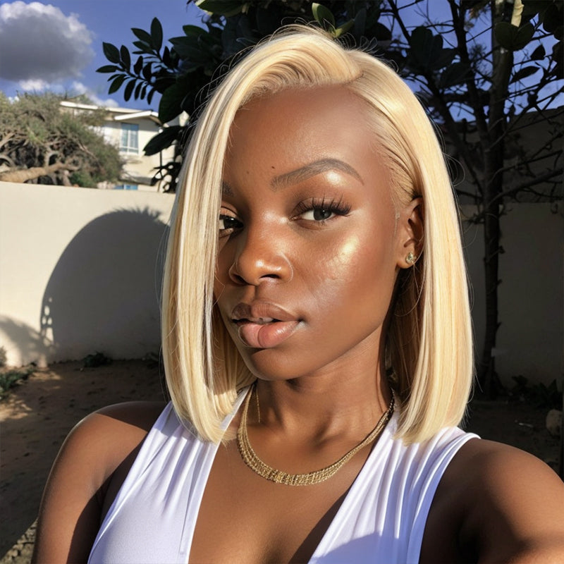 Put On & Go Blonde 613 Short Bob Glueless 5x5 Closure Lace Blunt Wig