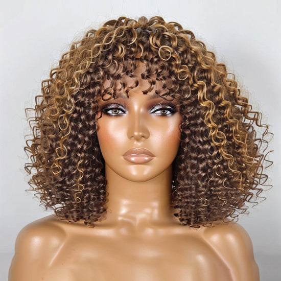 Put On & Go | Mixed Brown 5x5 HD Lace Curly Bob Wig with Bangs 100% Human Hair