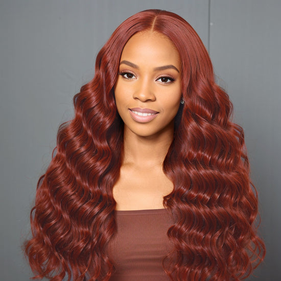 Wear & Go | #33 Reddish Brown Auburn 5x5 Closure Lace Glueless Body Wave Human Hair Wig