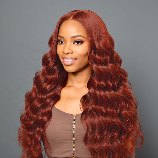 Wear & Go | #33 Reddish Brown Auburn 5x5 Closure Lace Glueless Body Wave Human Hair Wig
