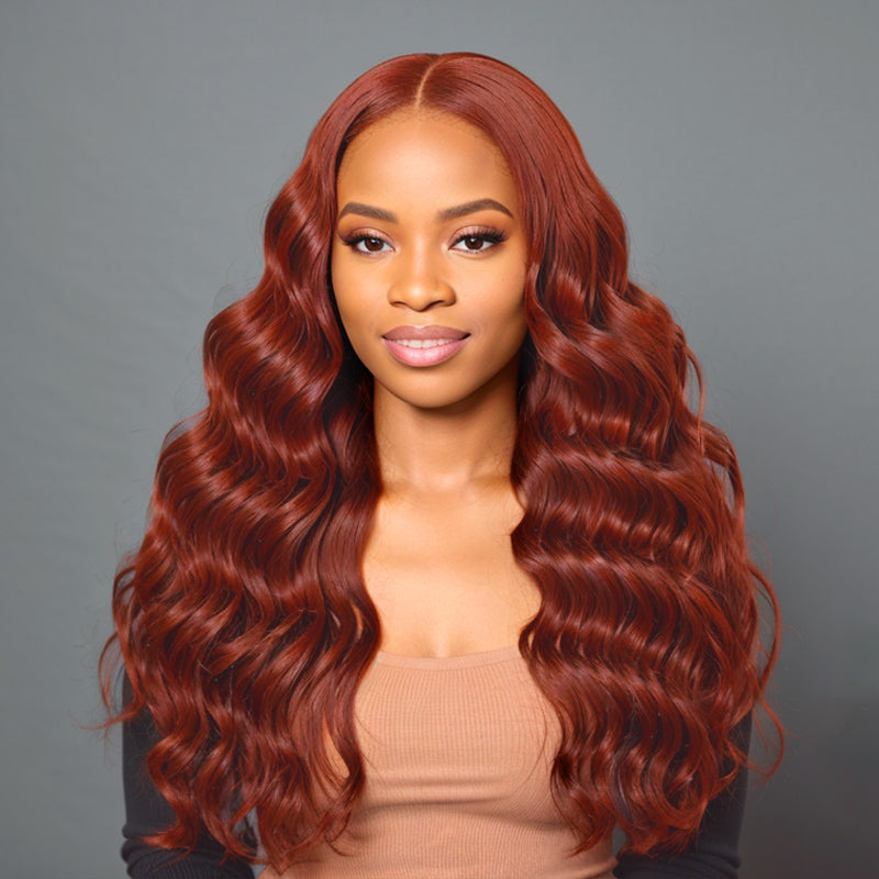 Put On & Go | #33 Reddish Brown Auburn 5x5 Closure Lace Glueless Body Wave Human Hair Wig