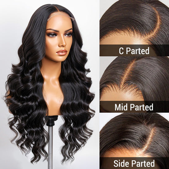 Trendy Layered Cut Glueless Mid Part Body Wave 5x5 HD Lace Human Hair Wig