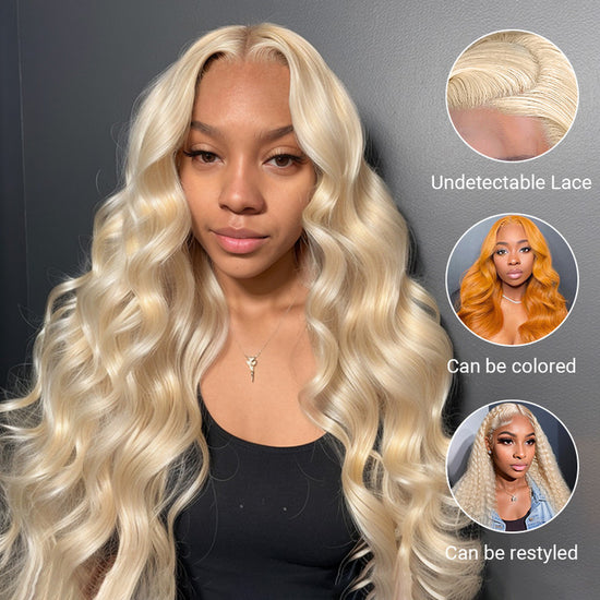 Free Parting 13x4 Blonde 613 Frontal Lace Body Wave 100% Human Hair Wig