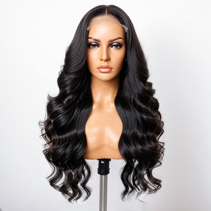 Load image into Gallery viewer, Trendy Layered Cut Glueless Mid Part Body Wave 5x5 HD Lace Human Hair Wig
