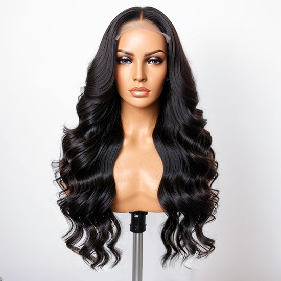 Trendy Layered Cut Glueless Mid Part Body Wave 5x5 HD Lace Human Hair Wig