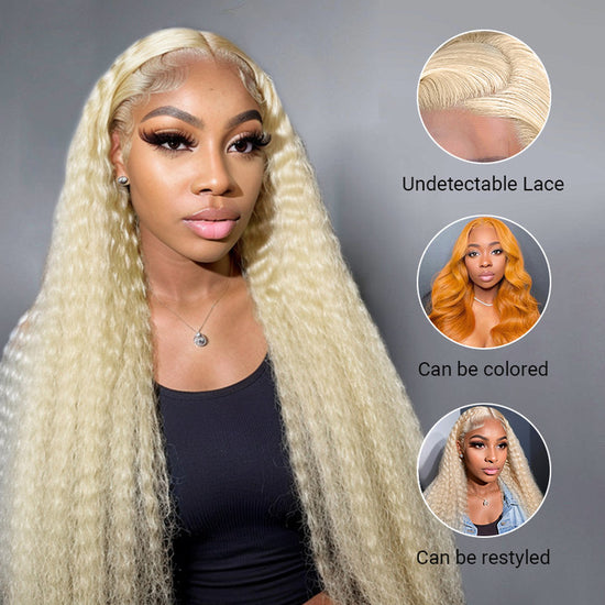 LinktoHair Deep Wave Blonde #613 Frontal Lace 100% Human Hair Wig