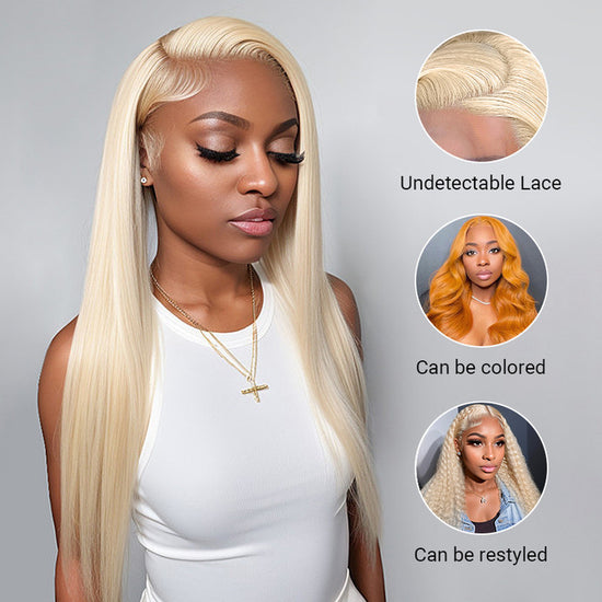 LinktoHair 13x4 Blonde #613 Frontal Lace Silky Straight 100% Human Hair Wig