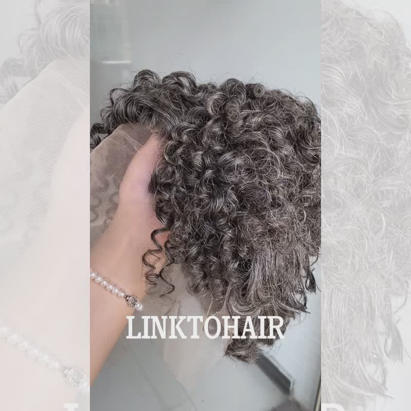 Load and play video in Gallery viewer, Salt And Pepper Wig Short Cut 13x4 Lace Front Bob Wigs 100% Human Hair
