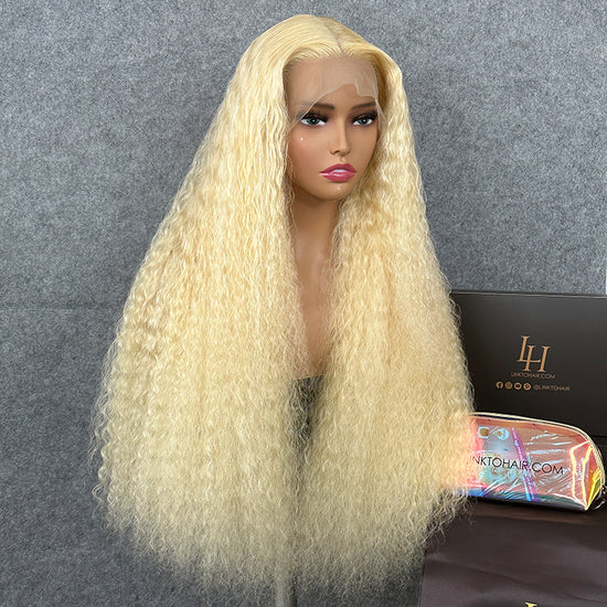 LinktoHair Deep Wave Blonde #613 Frontal Lace 100% Human Hair Wig