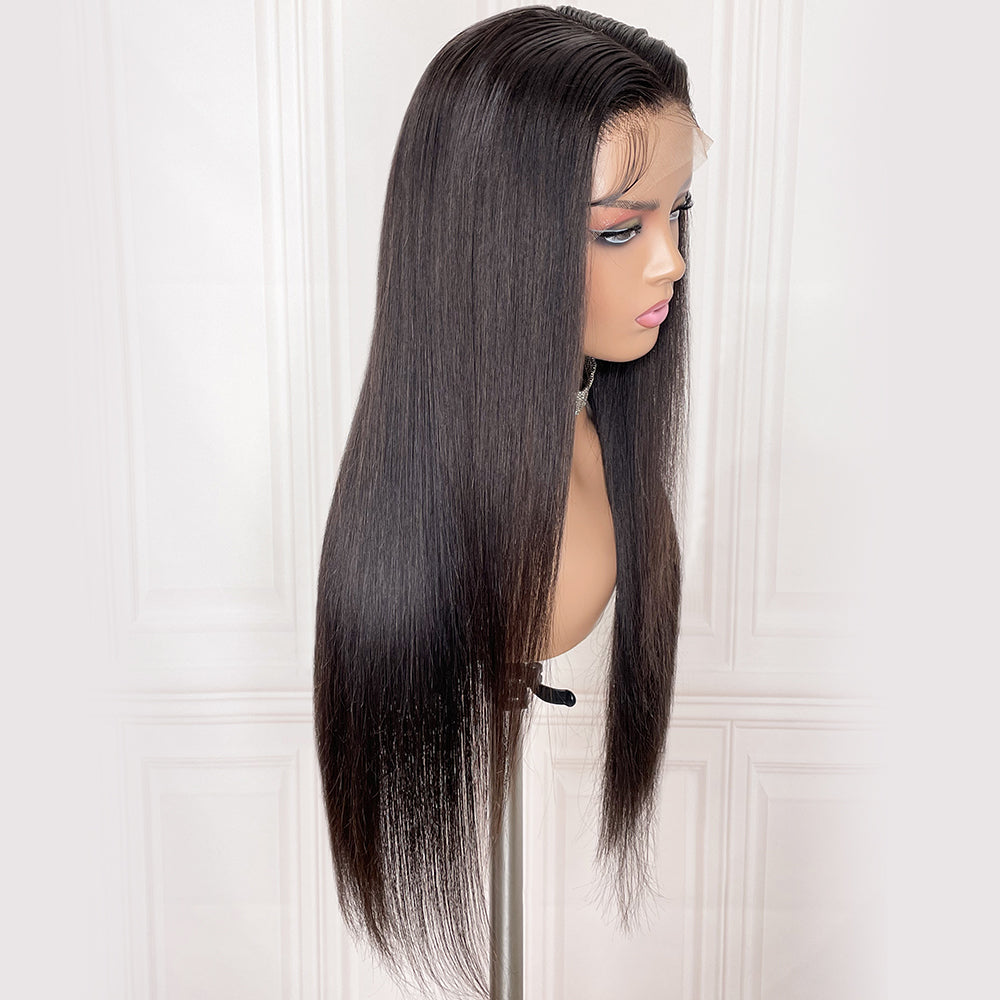 Load image into Gallery viewer, Natural Baby Hair Edges 13x4 Undetectable Lace Silky Straight Human Hair Wig
