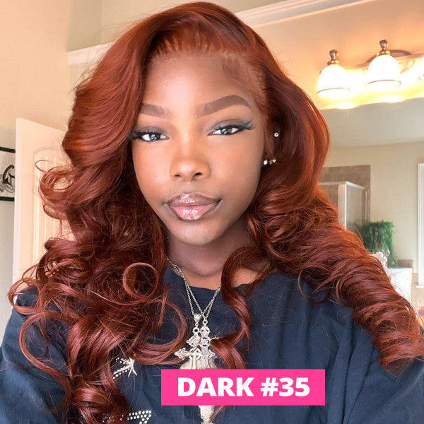 LinktoHair Copper Color Human Hair Wigs Straight & Body Wave Transparent Lace Wig
